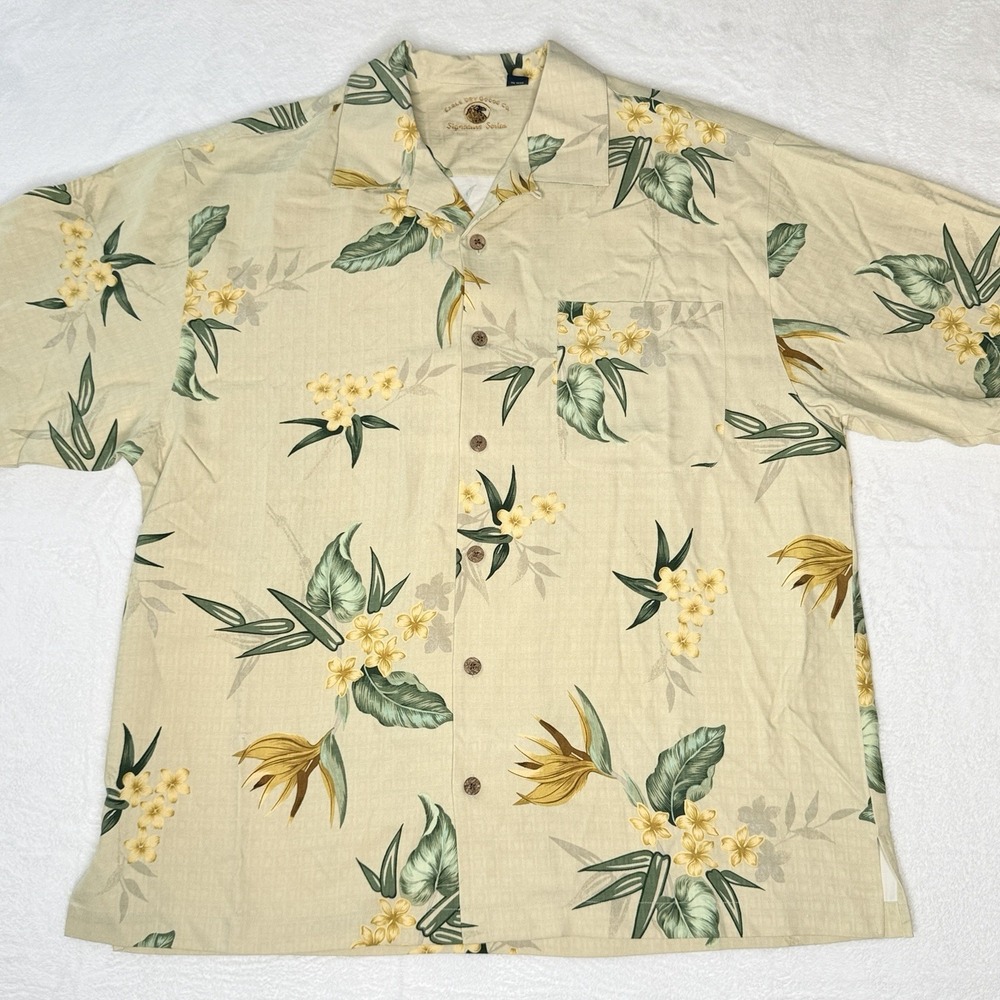 Eagle Dry Goods 100 Silk Hawaiian Aloha Shirt Mens L Tropical Floral Camp READ
